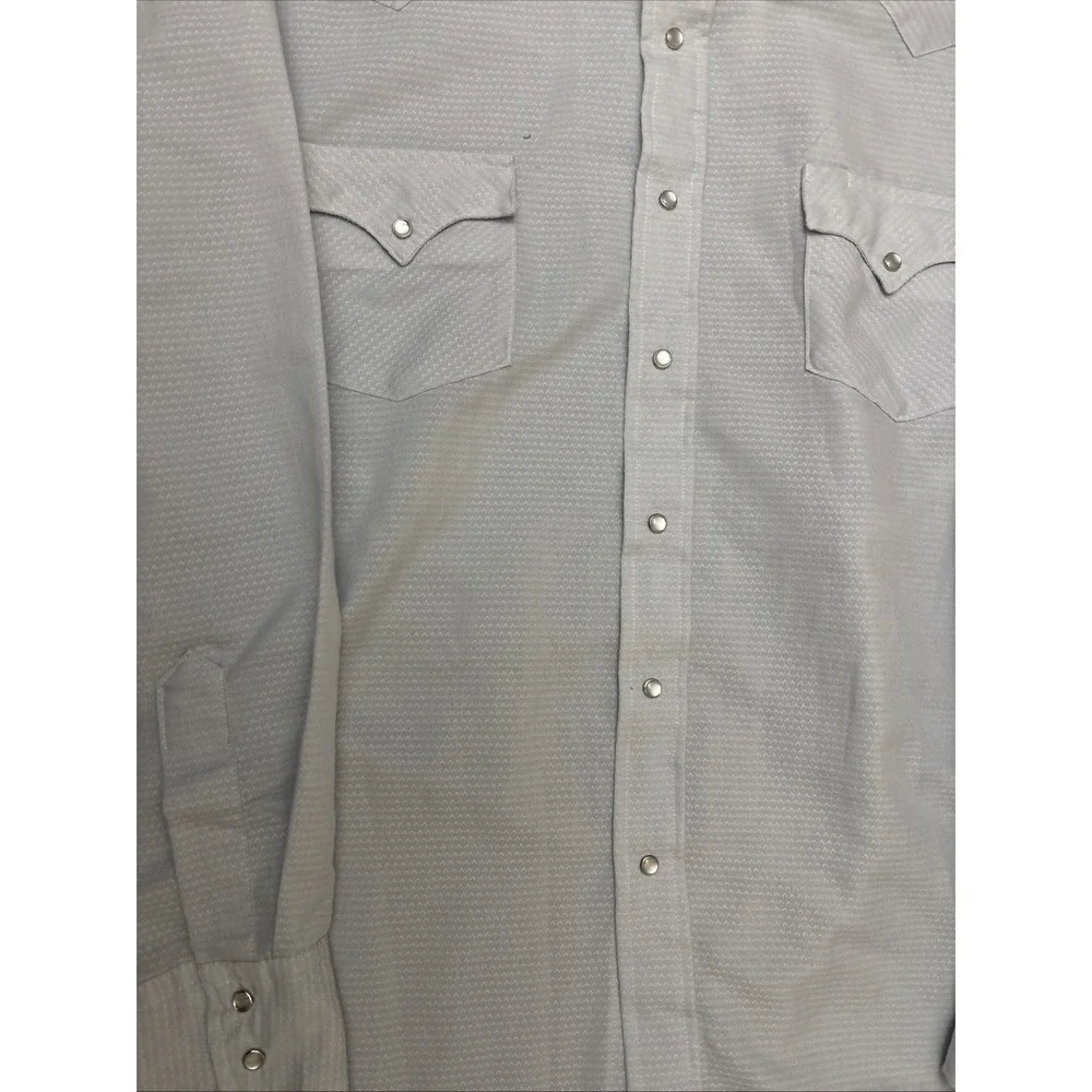 Western Karman  Pearl Snap Shirt Men's Ivory Long Sleeve Size XL Extra long tail